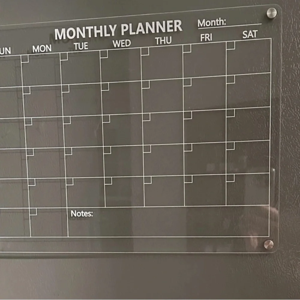 Clear Acrylic Monthly Planner for Home Office